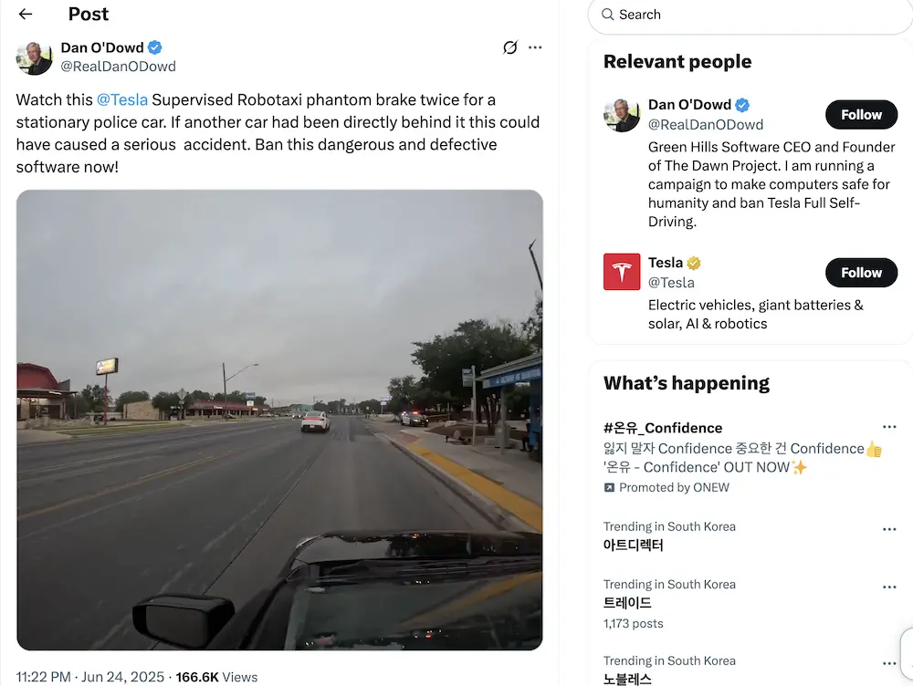 特斯拉無人出租&ldquo;翻車&rdquo;了？上線兩日多次違反交規，運營首日就遭調查